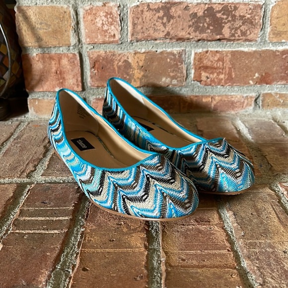 theme Zig Zag Print Ballet Flats 7.5 W - Picture 1 of 7
